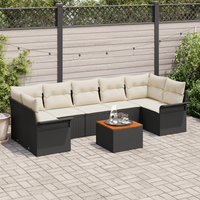 Set da giardino  in 8 pezzi con cuscini Nero Polyrattan Acacia