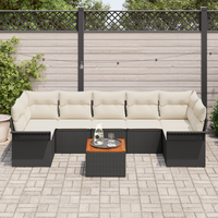 Set da giardino  in 8 pezzi con cuscini Nero Polyrattan Acacia
