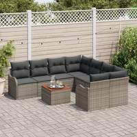 Set di divani da giardino  con cuscini in polyrattan grigio e acacia