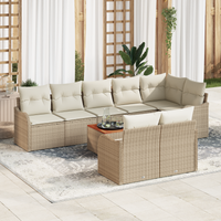 Set divano da giardino 9 pezzi con cuscini beige in rattan versatile acacia