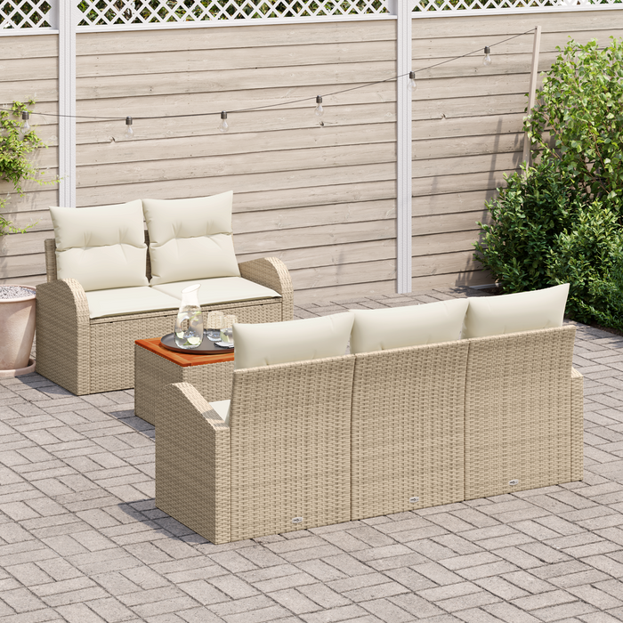 Set Divano da Giardino Set di 4 Beige e Bianco Rattan e metallo