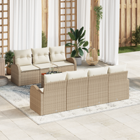 Set di divani da giardino  8 pezzi con cuscini Beige Polirattan