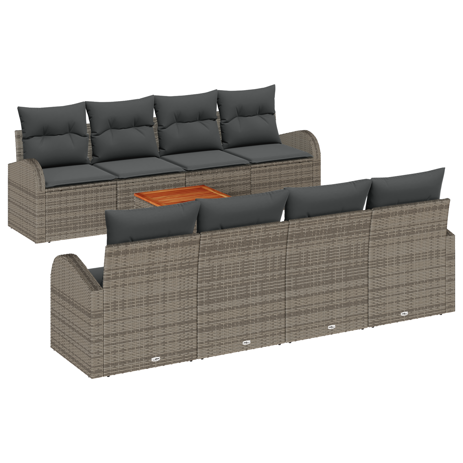 Set divani giardino  9 pezzi con cuscini grigio polyrattan