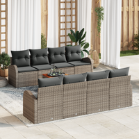Set divani giardino  9 pezzi con cuscini grigio polyrattan