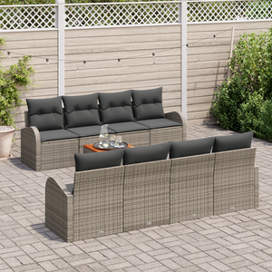 Set divani giardino  9 pezzi con cuscini grigio polyrattan