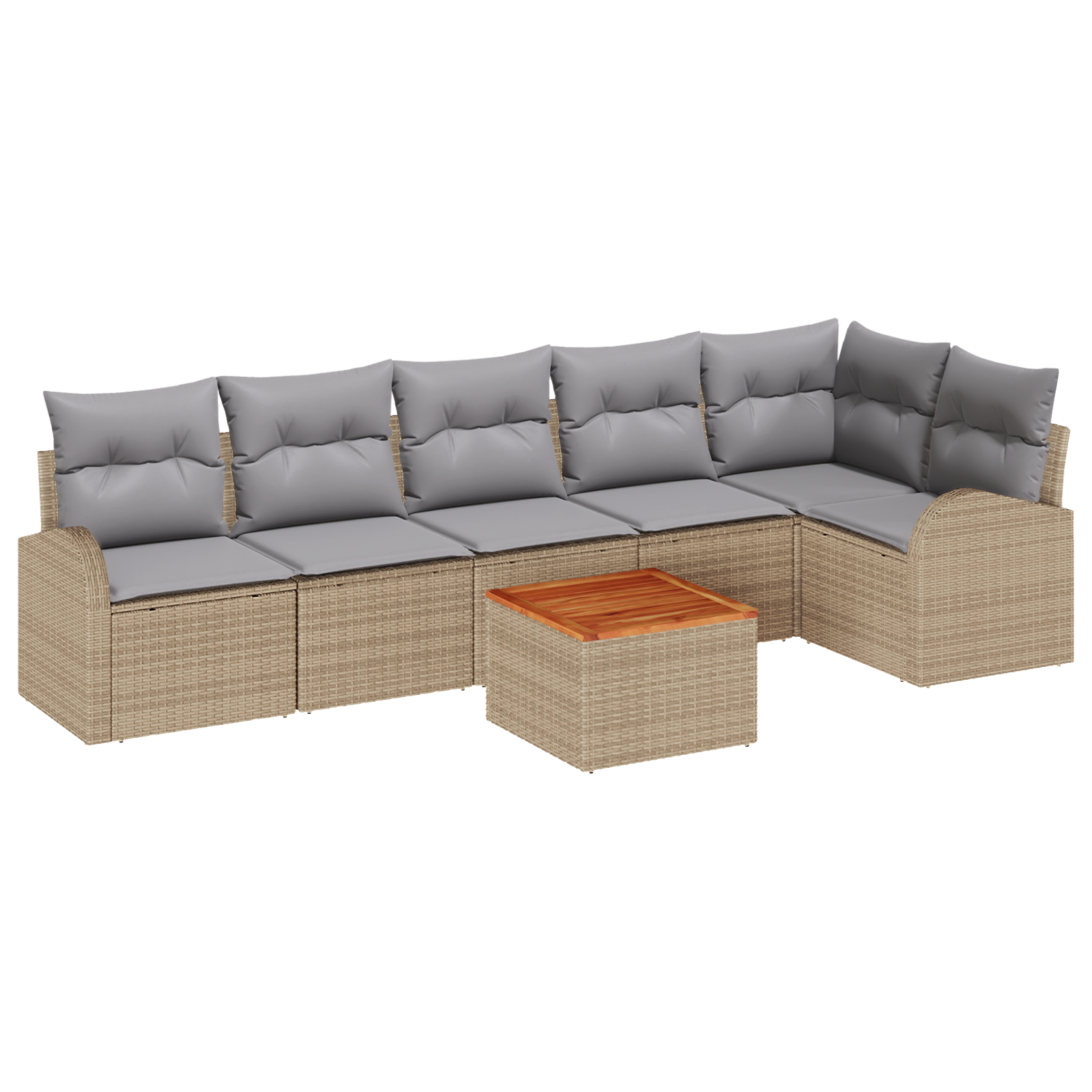 Set di Divani da Giardino  7 Pezzi con Cuscini Beige in Rattan