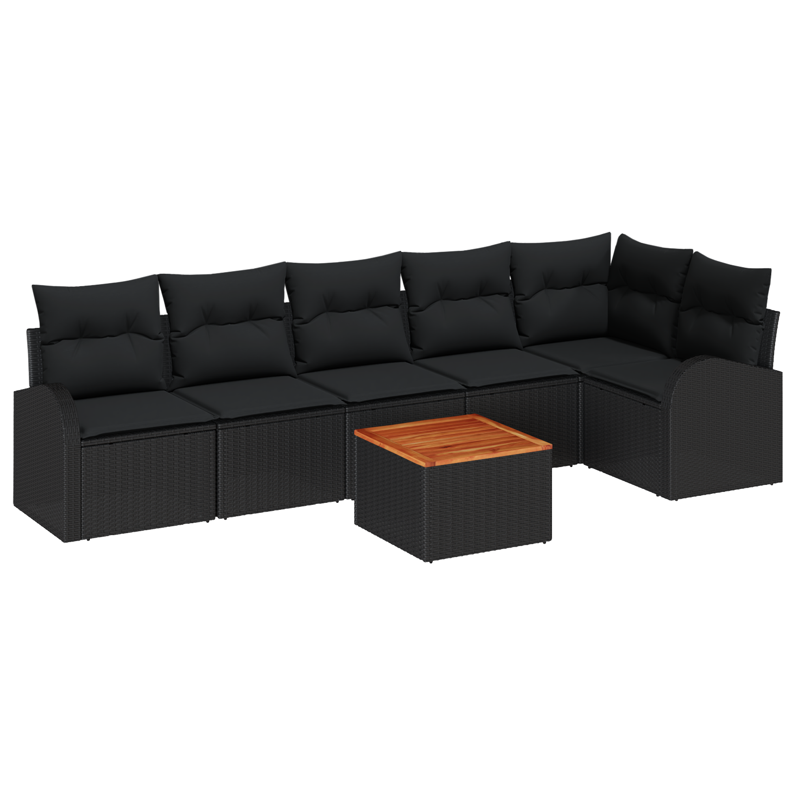 Set Divani Giardino  7 Pezzi con Cuscini Rattan Nero