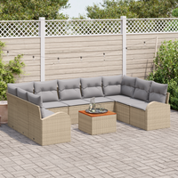 Set di divani da giardino  da 10 pezzi con cuscini Beige Polyrattan Acacia