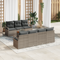 Set di Divani da Giardino  8 Pezzi con Cuscini Grigio Rattan Acacia