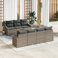 Set Divano da Giardino 8 Pezzi con Cuscini Grigio Polyrattan Acacia