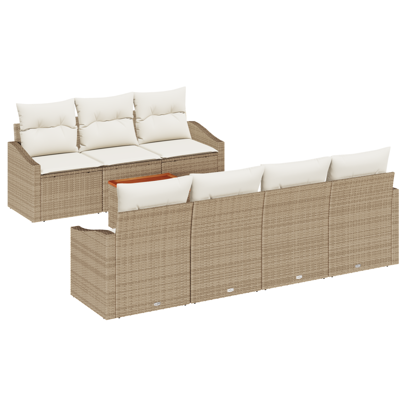 Set di divani da giardino in 8 pezzi con cuscini Beige Polyrattan Acacia