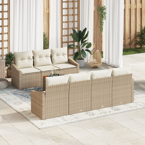 Set di divani da giardino in 8 pezzi con cuscini Beige Polyrattan Acacia