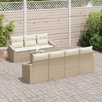 Set di divani da giardino in 8 pezzi con cuscini Beige Polyrattan Acacia
