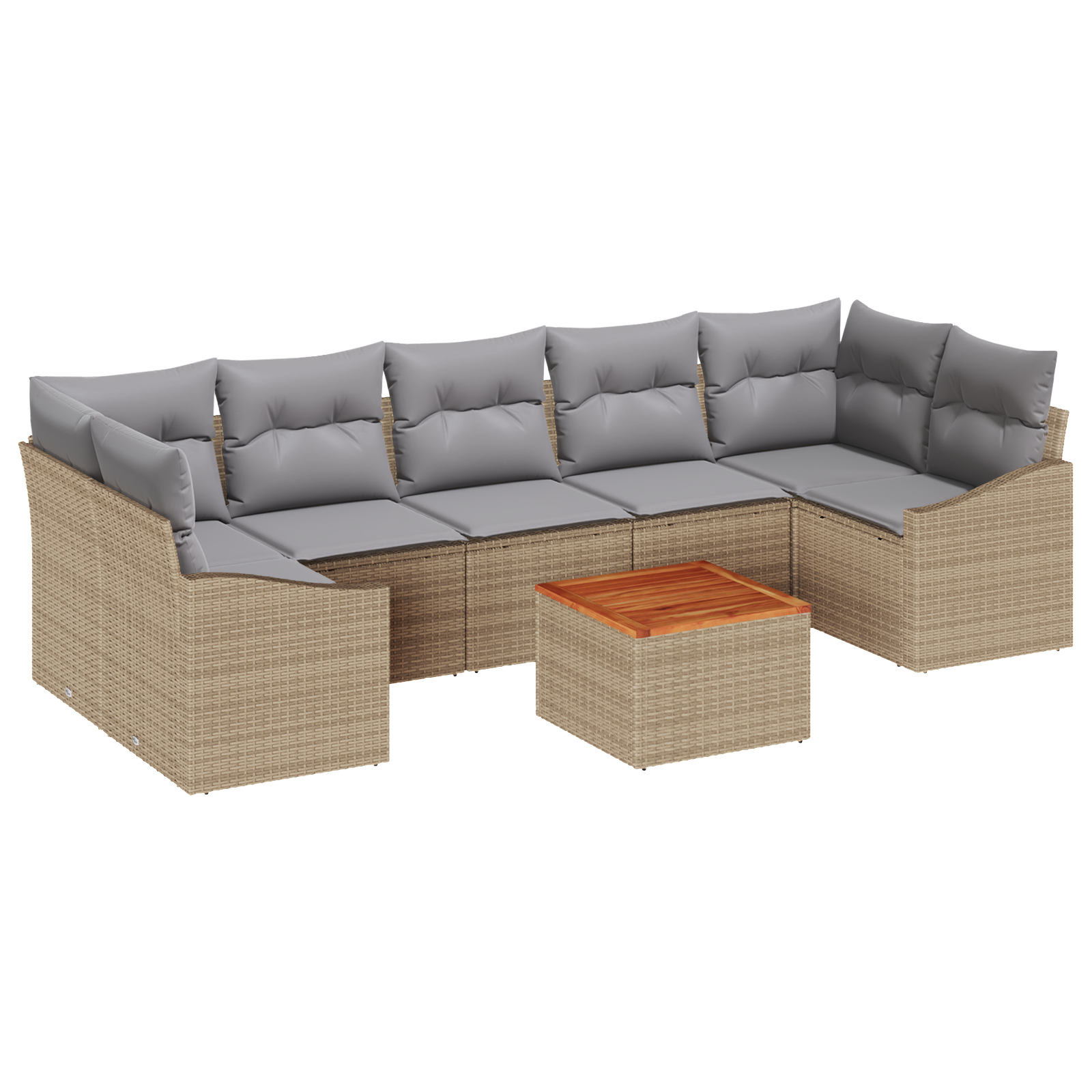 Set Divano da Giardino da 8 pezzi con cuscini beige in rattan sintetico