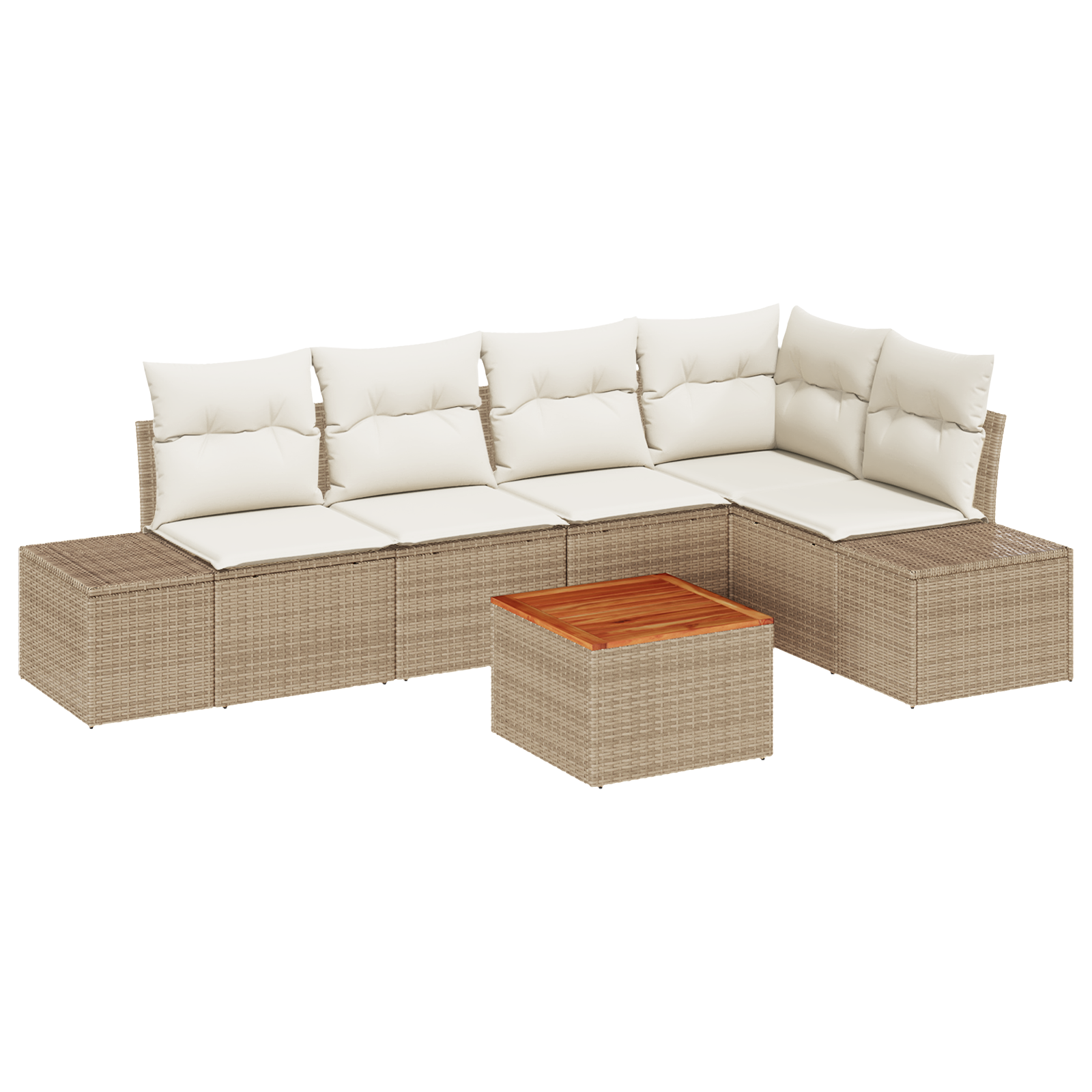 Set da Giardino da 6 Pezzi con Cuscini Beige in Rattan Sintetico Acacia