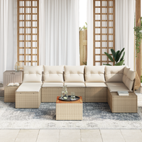 Set di divano da giardino 8 pezzi con cuscini beige in rattan polimerico