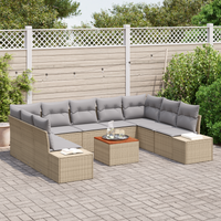 Set di divani da giardino 10 pezzi con cuscini Beige Rattan Acacia