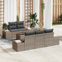 Set Divano Giardino 6 Pezzi con Cuscini Grigio Polyrattan Acacia