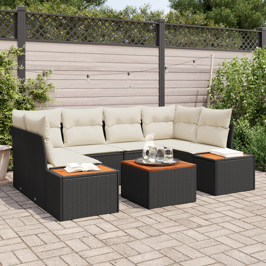 Set Divano Giardino 6 Pezzi con Cuscini Rattan Nero