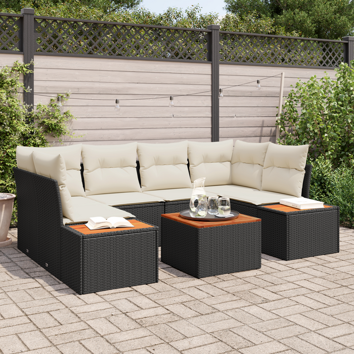 Set Divano Giardino 6 Pezzi con Cuscini Rattan Nero