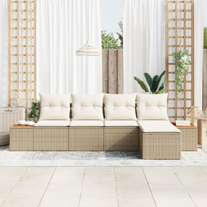 Set di divani da giardino  con cuscini in beige rattan poliestere acacia
