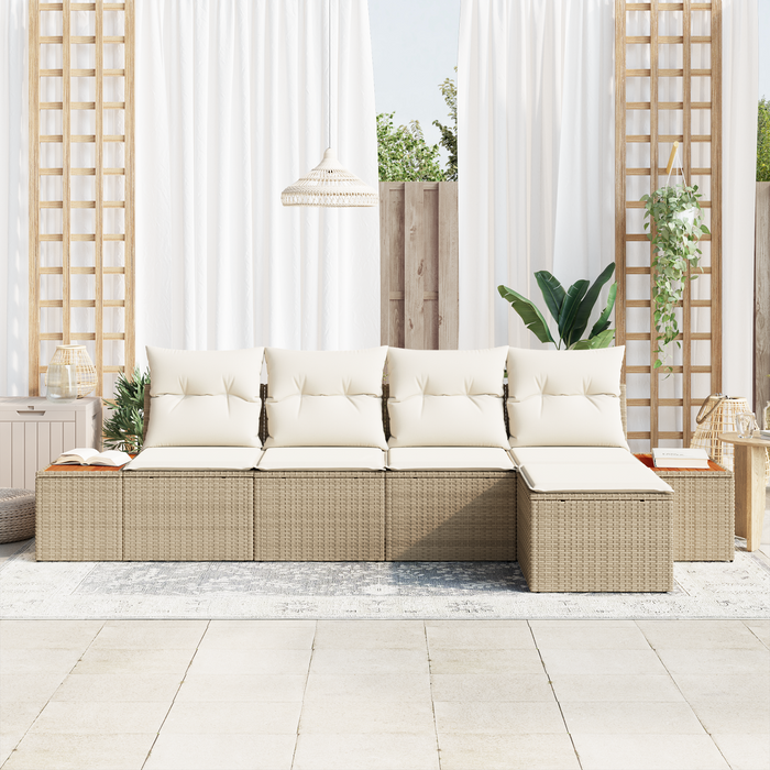 Set di divani da giardino  con cuscini in beige rattan poliestere acacia