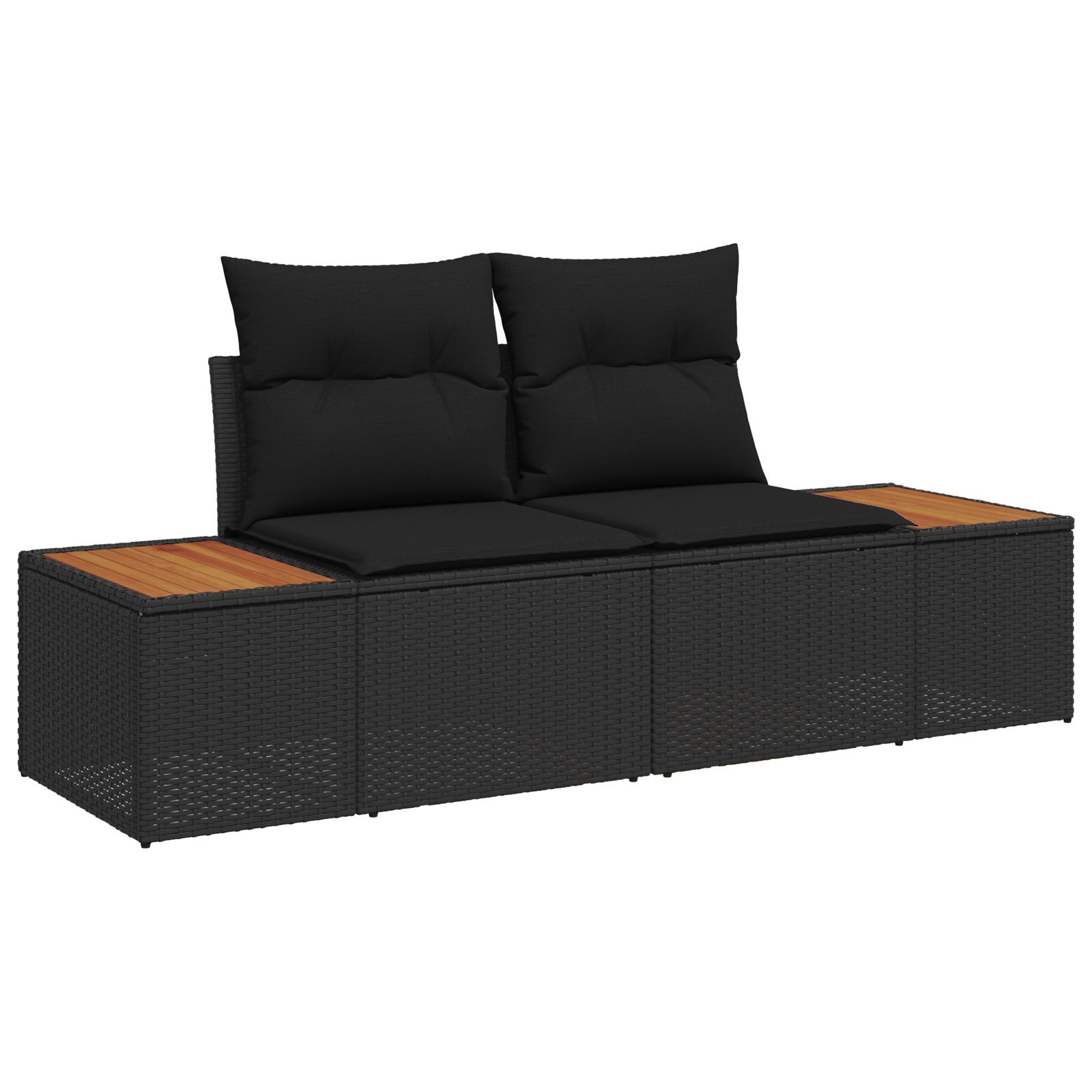 Set di divani da giardino 4 pezzi con cuscini Nero Polyrattan Acacia