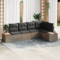 Set di Divani da Giardino  con Cuscini Grigio Rattan Acacia