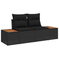 Set di Divani da Giardino  6 Pezzi con Cuscini Rattan Nero Acacia