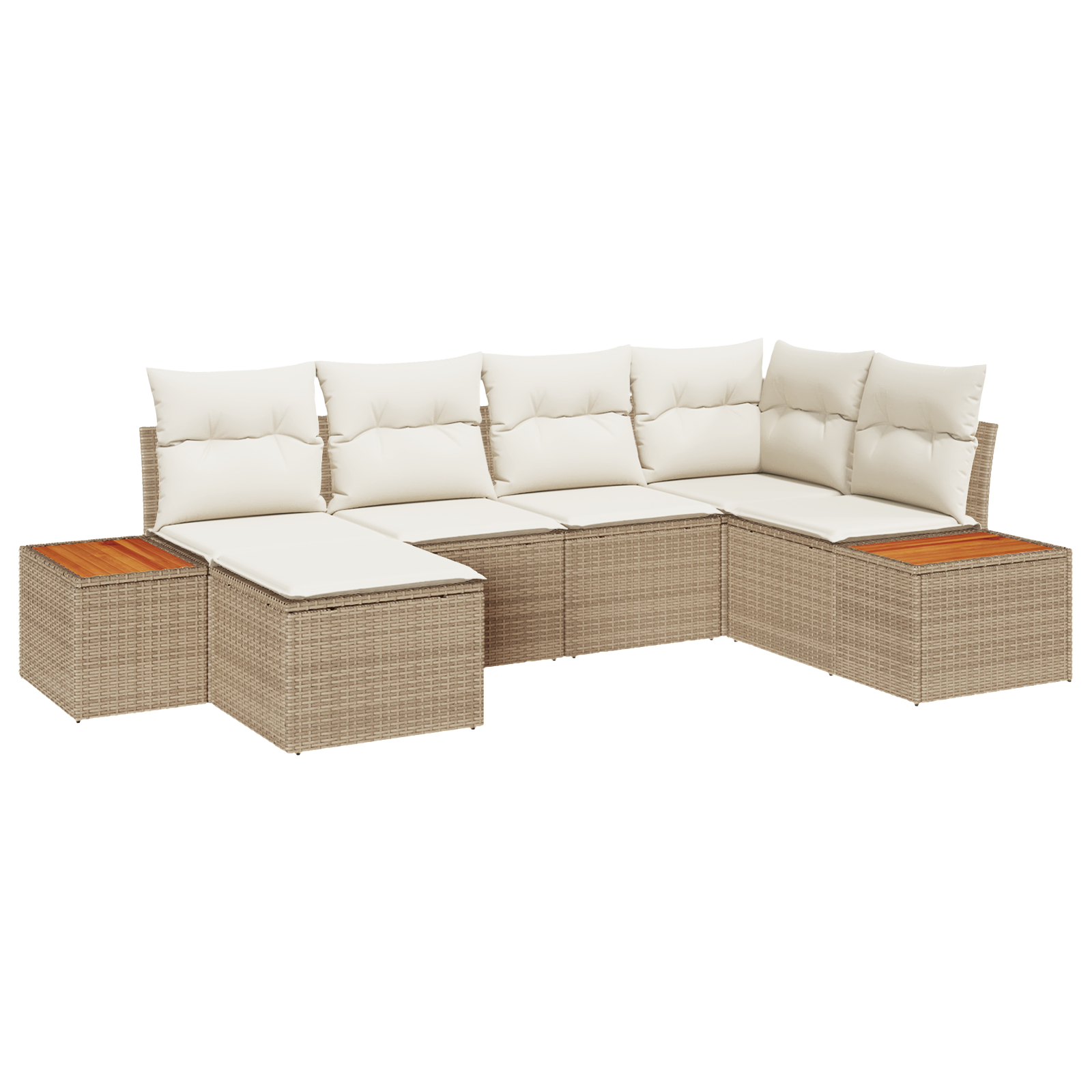 Set di Divani da Giardino  con Cuscini Beige Polyrattan Acacia