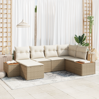 Set di Divani da Giardino  con Cuscini Beige Polyrattan Acacia