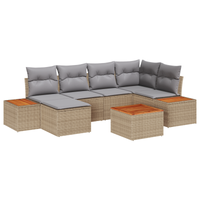 Set di Divani da Giardino  con Cuscini Beige Polyrattan Acacia
