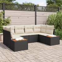 Set divani giardino 6 pezzi con cuscini polyrattan neri