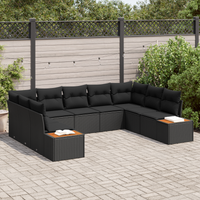 Set di divani da giardino  5 pezzi con cuscini Nero Polyrattan Acacia