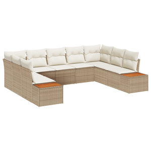Set Divano da Giardino  con Cuscini Beige Polyrattan Acacia