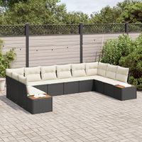 Set divano da giardino  da 10 pezzi con cuscini Rattan Polietilene Acacia