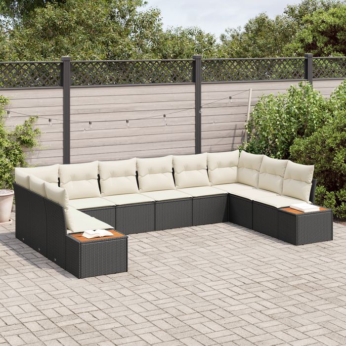 Set divano da giardino  da 10 pezzi con cuscini Rattan Polietilene Acacia