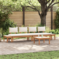 Set Panchina da Giardino  da 5 Pezzi con Cuscini in Legno Massello Teak
