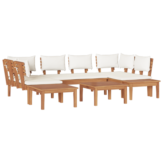 Set Panchina da Giardino  in 4 Pezzi con Cuscini in Legno Teak