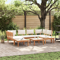Set Panchina da Giardino  in 4 Pezzi con Cuscini in Legno Teak
