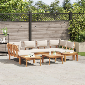 Set Panchina da Giardino  in 4 Pezzi con Cuscini in Legno Teak
