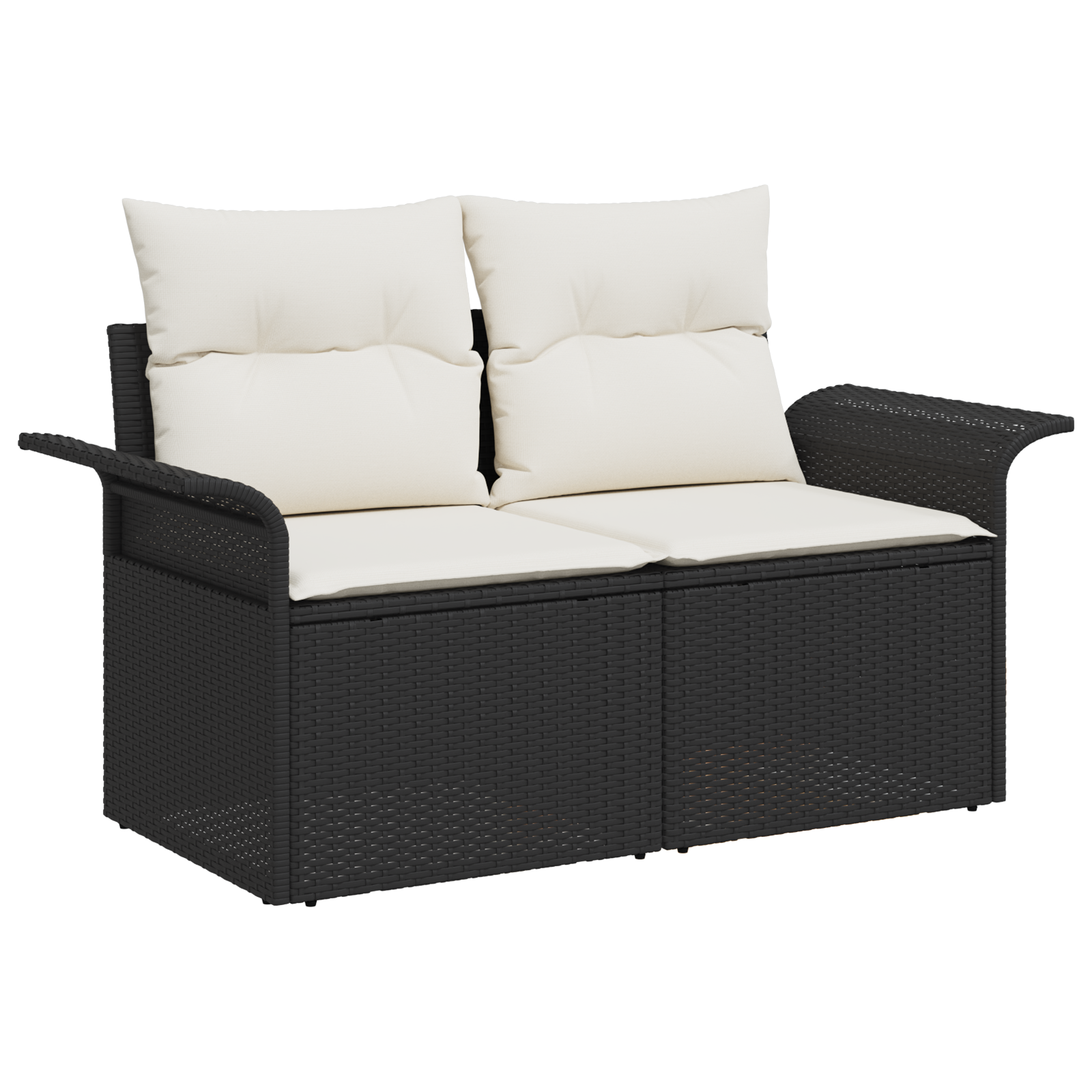 Set divano da giardino 9 pezzi con cuscini rattan polietilene nero
