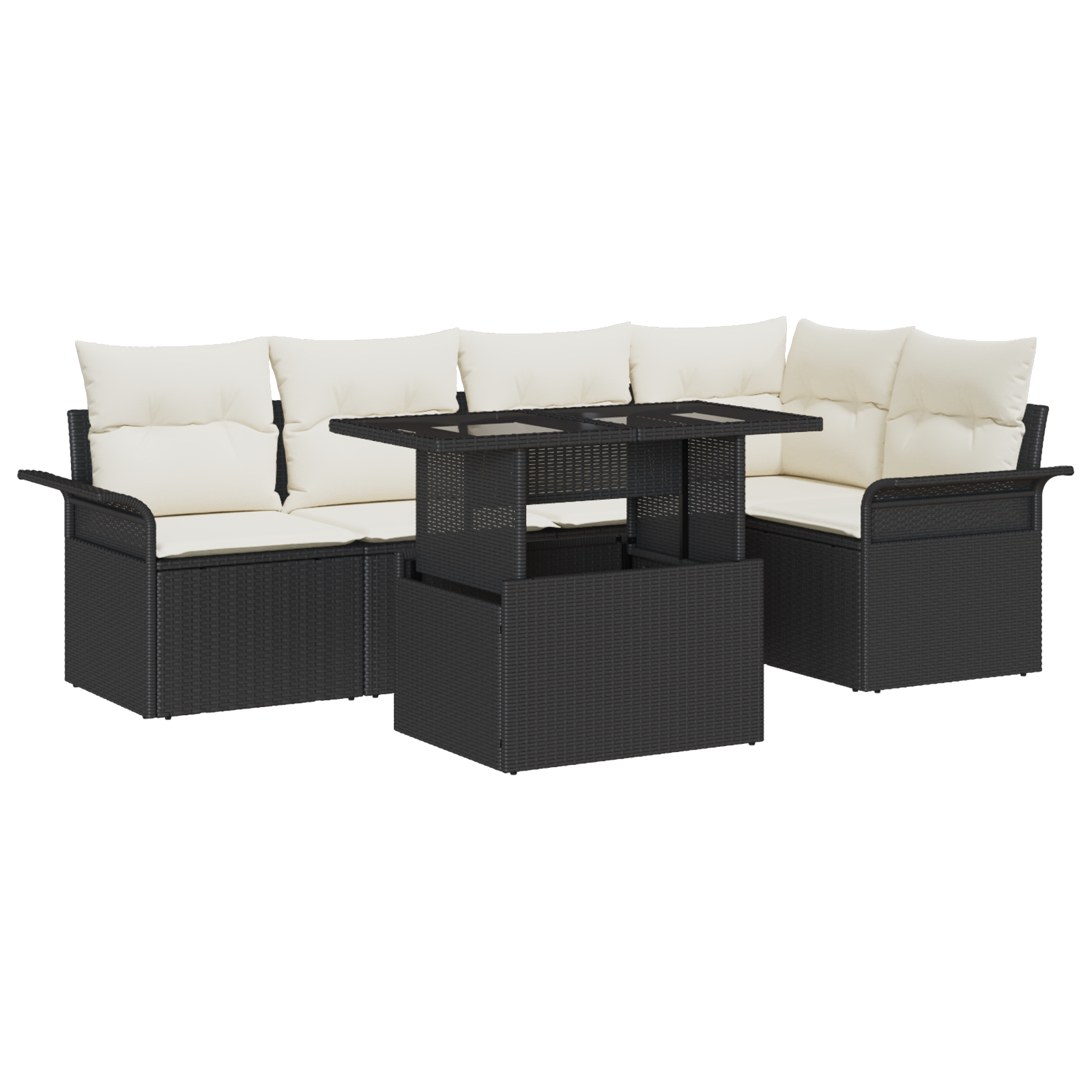 Set divano da giardino  6 pezzi con cuscini rattan nero