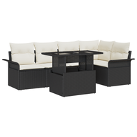 Set divano da giardino  6 pezzi con cuscini rattan nero