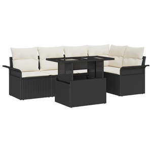 Set divano da giardino  6 pezzi con cuscini rattan nero