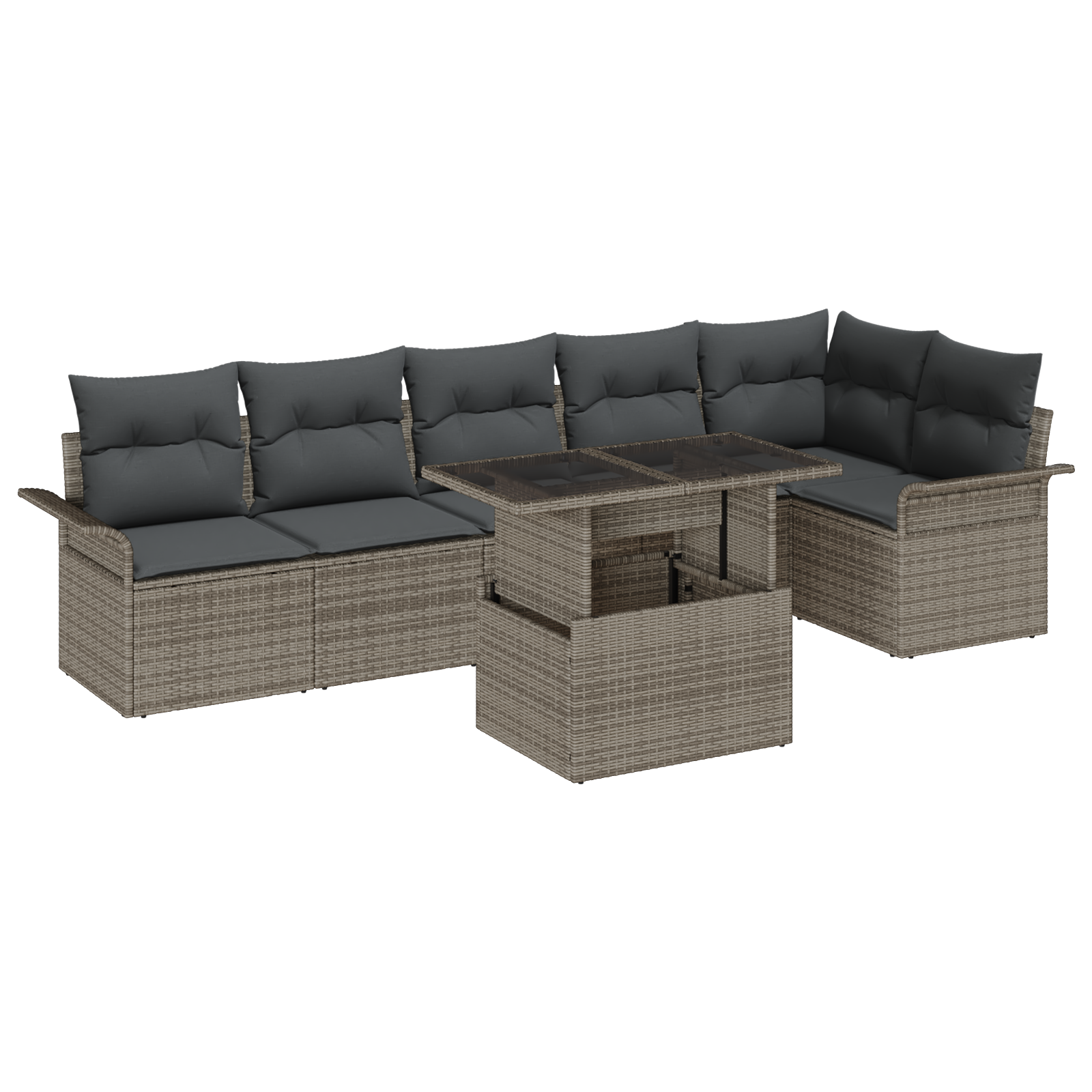 Set di Divani da Giardino  con Cuscini Grigio Rattan Poly
