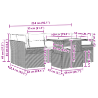 Set di divani da giardino  da 7 pezzi con cuscini Beige Polyrattan