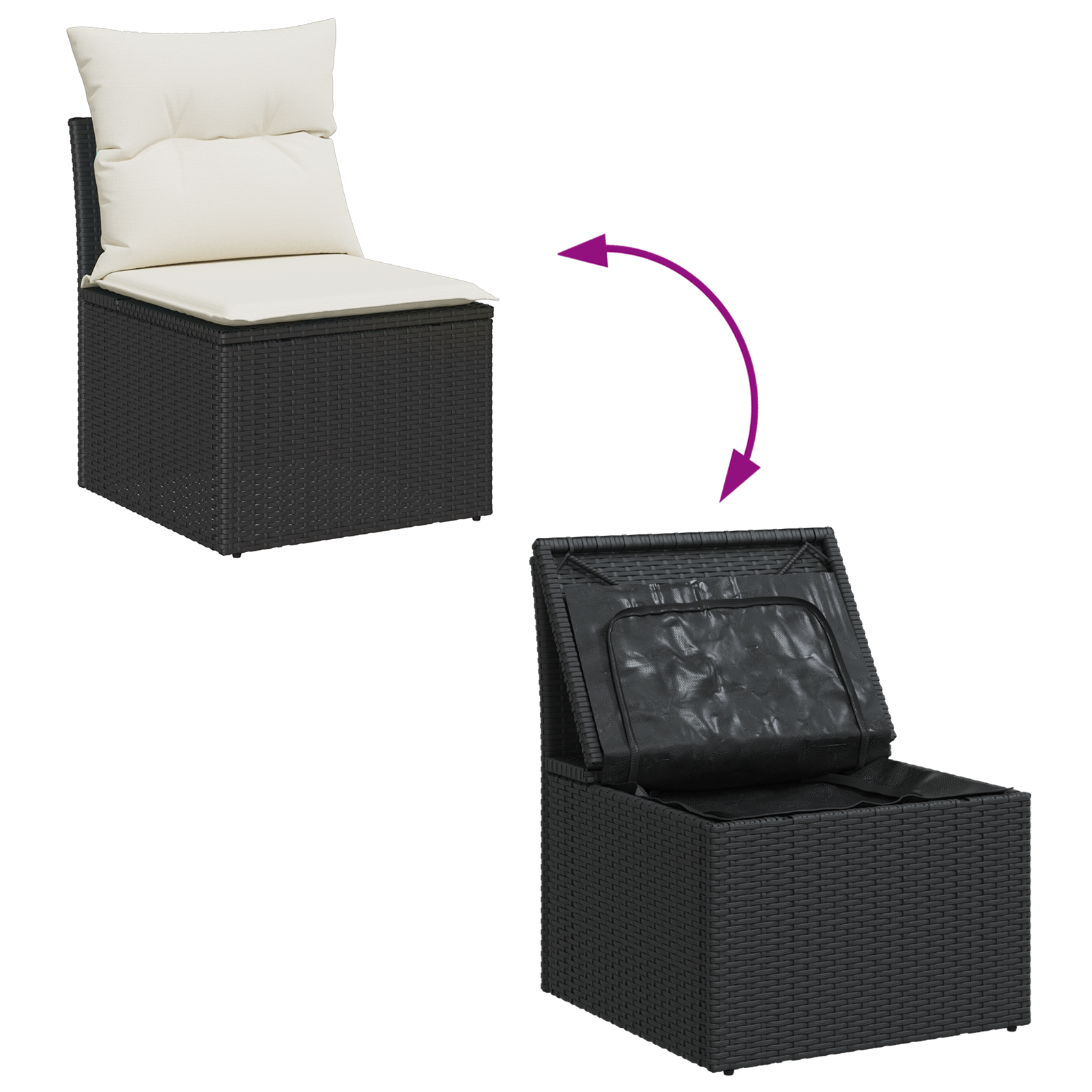 Set divano giardino 10 pezzi con cuscini polyrattan nero