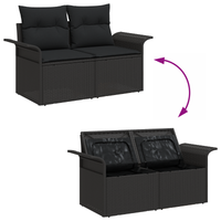 Set Divano Giardino 11 Pezzi Cuscini Rattan Nero