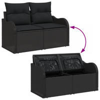 Set da Giardino 5 Pezzi con Cuscini Rattan Polietilene Nero
